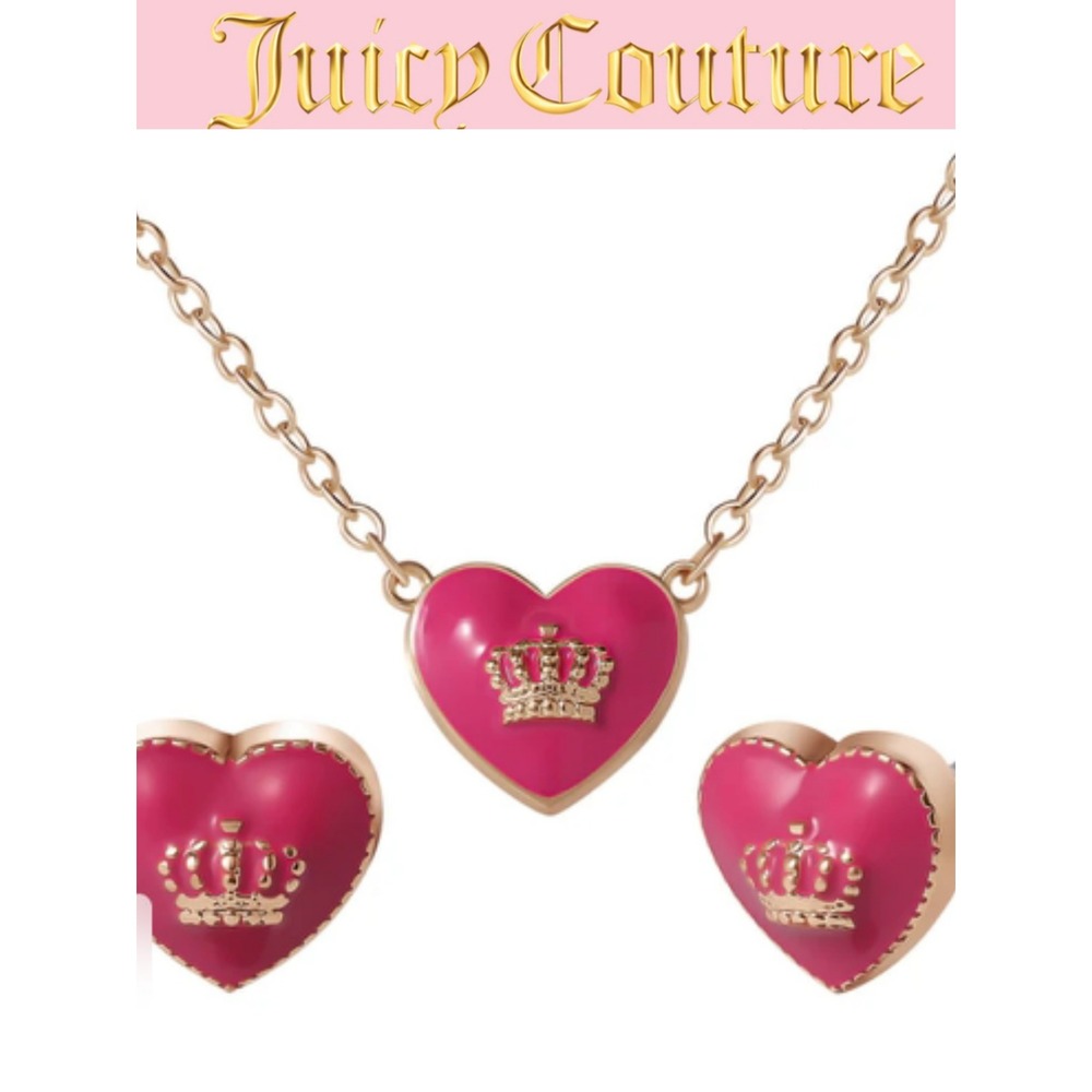 Juicy Couture Crown Heart Jewelry Earring & Necklace Set